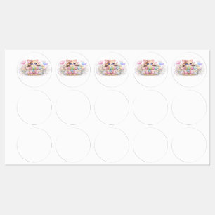 Etiquetas Fofo Kawaii Siga-nos Gato Rosa Pastel Mídia Social