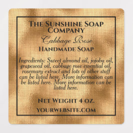 Etiquetas Folha de ouro à prova de água e cosméticos de sabã