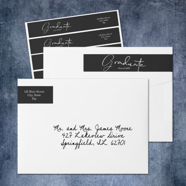 Etiquetas Formando Preto (Black Graduate Wrap Around Return Address Labels)