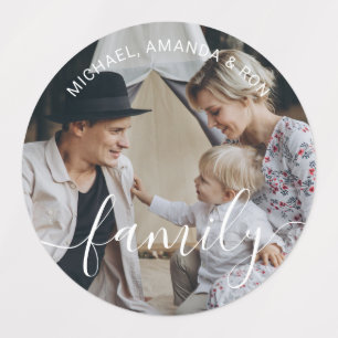 Etiquetas Foto da família personalizada com nome personaliz