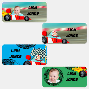 Etiquetas fotografia personalizada do carro de corrida