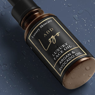 Etiquetas Frasco Preto e Dourado 1 OZ 30 ml Fecho impermeáve