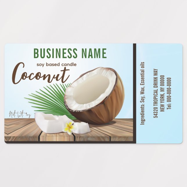 Etiquetas Fruta tropical de coco (Design 1)