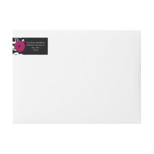 Etiquetas Fuchsia Pink Gerbera Daisy Black/White Swirl Girls