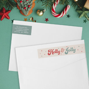 Etiquetas Funky Retro 70s Holly Jolly Natal