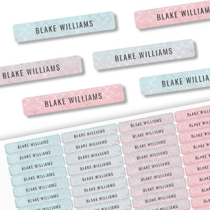 Etiquetas Garota Cachorosa Sereia Crianças Nomes à Prova de