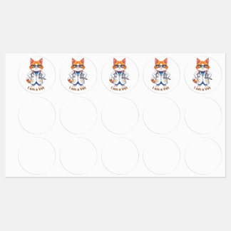 Etiquetas Gatinho de Veterinário Fofo Design "Eu Sou um Vete