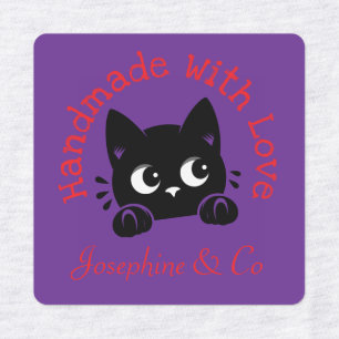 Etiquetas Gatinho Fofo Feito à Mão com Amor Personalizado