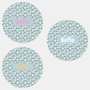 Etiquetas Gatinho kawaii, branco, azure nome azul