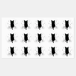 Etiquetas Gato Preto Rodeado por Notas Musicais Sussurrantes