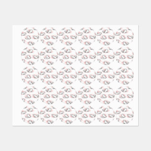 Etiquetas Gatos Brancos Fofos Padrão Aquarela Rosa Kawaii Ga