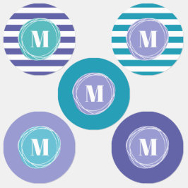 Etiquetas Girly Modern Stripes Monograma