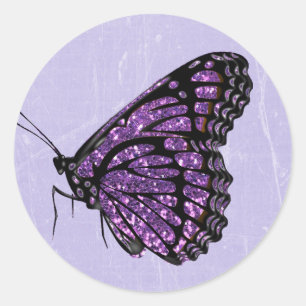 Etiquetas Glittery roxas da borboleta