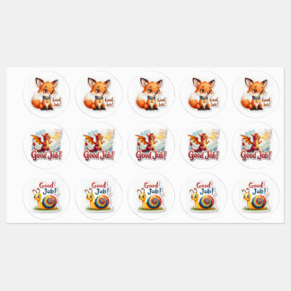 Etiquetas Good Job! Fox, Dragon & Snail Stickers