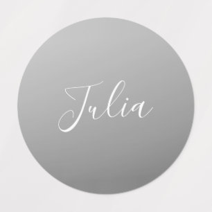 Etiquetas Gradiente de Cinza de Script Branco Moderno Elegan