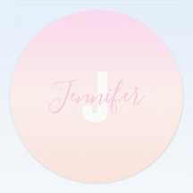 Gradiente Ombre Rosa Claro e Bege Nome e Monograma