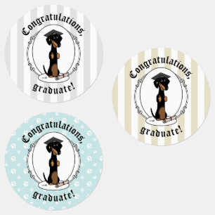 Etiquetas Graduação Cão-Dachshund (preto e bronzeado)