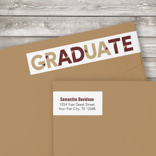 Etiquetas Graduação de Letras Ângulo Grande e Dourado Maroon