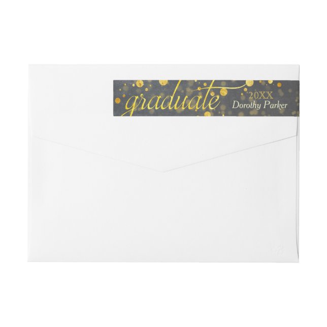 Etiquetas Graduação Faux Gold Foil Confetti (Verso)