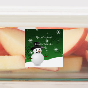 Etiquetas Green Snowman Winter Scense Christmas Baking Label