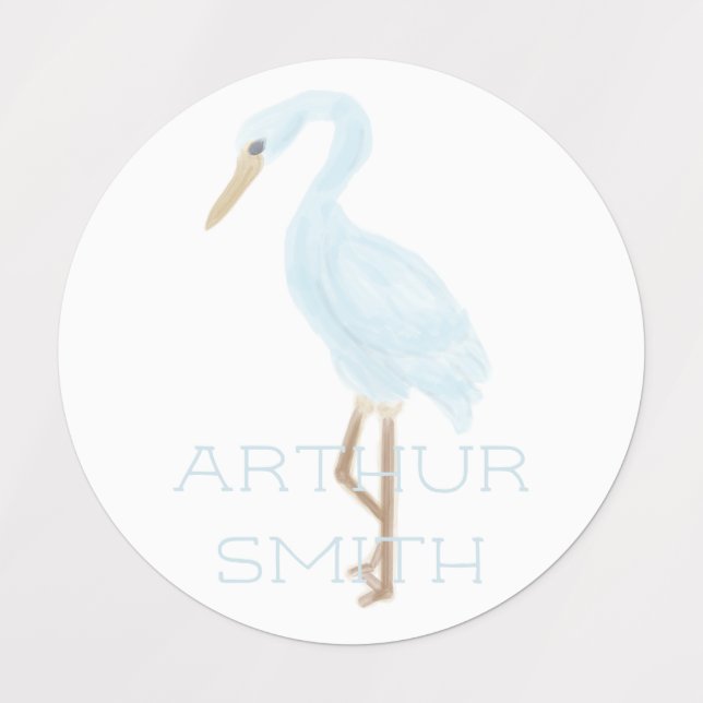 Etiquetas Grua Azul Aquarela (Design 1)