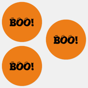 Etiquetas Halloween Scary Boo! globo ocular - laranja preto