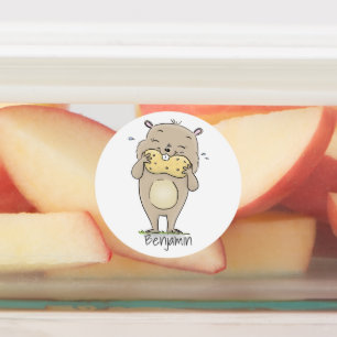 Etiquetas Hamster sorridente e bonito com desenho animado de