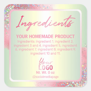 Etiquetas Holográficas de Ingredientes Rosa Paste