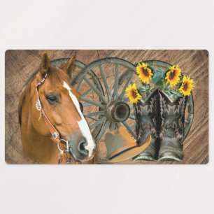Etiquetas Horse Cowboy Boots Roda Girassol Roda Roda Girass