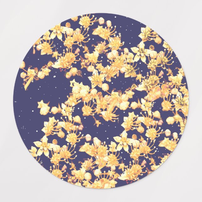 Etiquetas Hydrangea Noite e Dourado (Design 3)