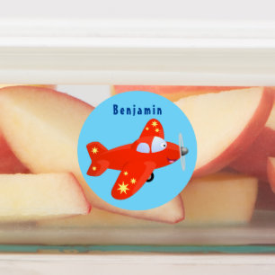 Etiquetas Ilustração de desenho animado de avião vermelho-cl