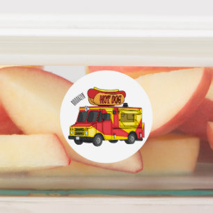 Etiquetas Ilustração de desenho animado de caminhão com comi