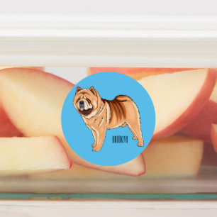 Etiquetas Ilustração de desenho animado de cão Chow Chow