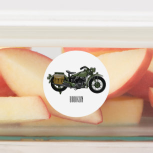 Etiquetas Ilustração de desenho animado de motocicleta milit