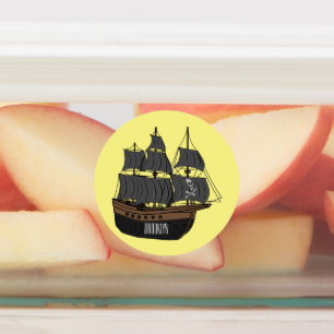 Etiquetas Ilustração de desenho animado de navio pirata