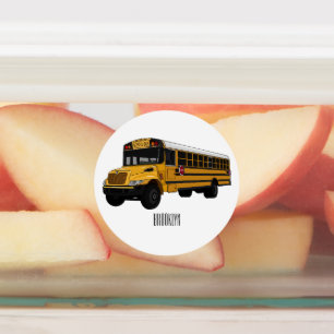 Etiquetas Ilustração de desenho animado de ônibus escolar