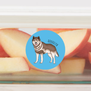 Etiquetas Ilustração de desenho animado siberiano husky