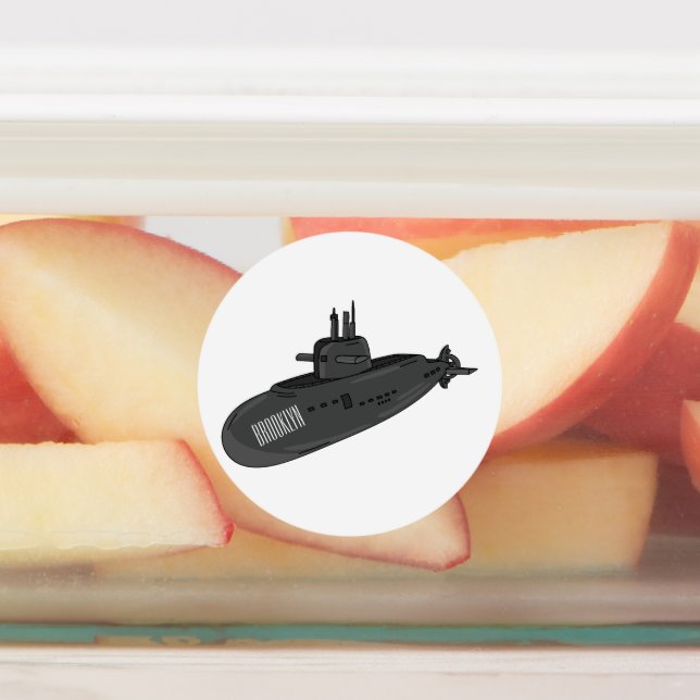 Etiquetas Ilustração de desenho animado submarino (Afixado)