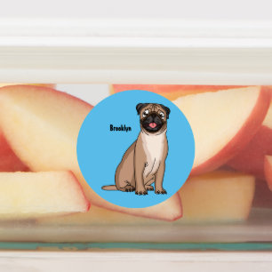 Etiquetas Imagem de desenho animado de cachorro feliz e engr