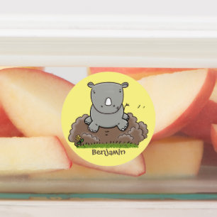 Etiquetas Imagem de desenho animado do bebê rhino bonito