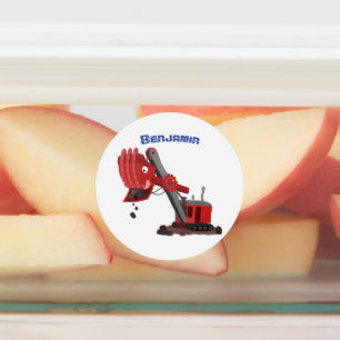 Etiquetas Imagem do desenho animado da pá-pá-vapor vermelha,