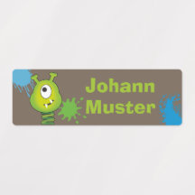 Bunte Monster - braun | wasserfest Kinderetiketten