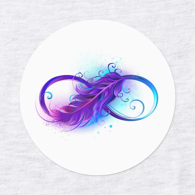 Etiquetas Infinidade com pena roxa (Design 1)