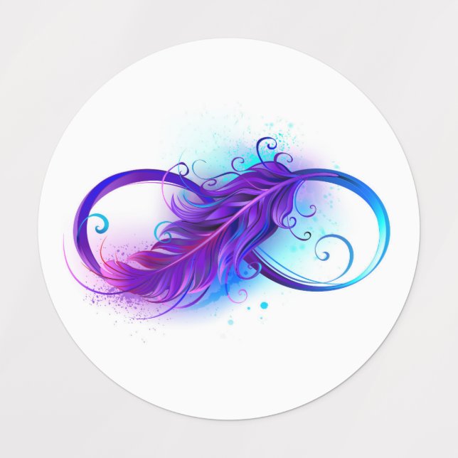Etiquetas Infinidade com pena roxa (Design 1)