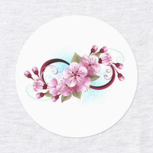 Etiquetas Infinito com Flores de Cerejeira em Flor