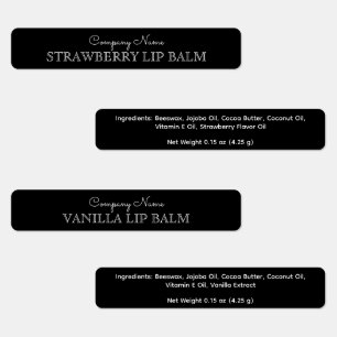 Etiquetas Ingrediente de Marca do Balão de Lip Preto e Branc