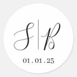 Etiquetas Iniciais de Casamento | Branco redondo