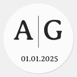 Etiquetas iniciais do Casal de casamento | Branco