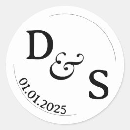 Etiquetas iniciais do Casal de casamento | Branco