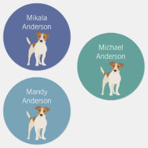 Jack Russell Terrier cão cola rótulo à prova de ág